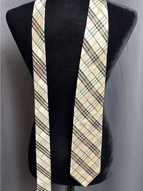 Burberry Signature Plaid Silk Tie with Black and Red Accents